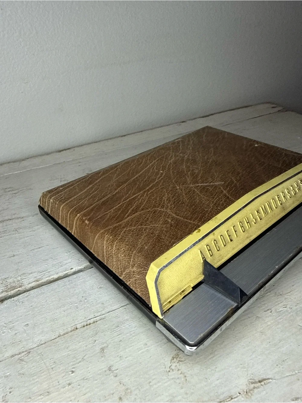 Vintage Telephone Index Pop Up Address Book Faux Wood, Chrome MCM